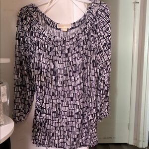 Michael Kors Black and White Geometric Blouse